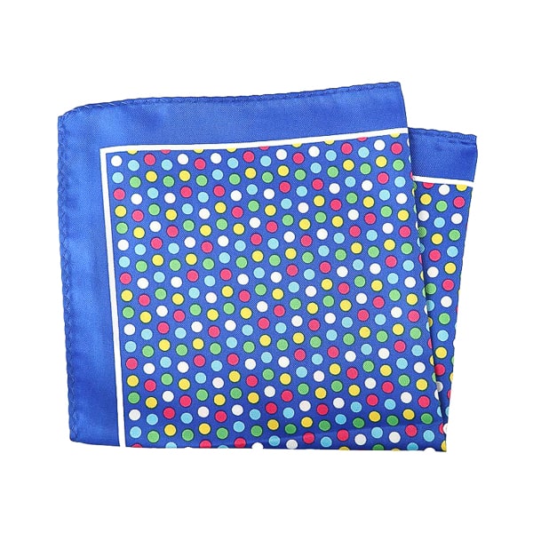 Saidra Blue Colorful Dot Pocket Square for Men – Elegant & Vibrant