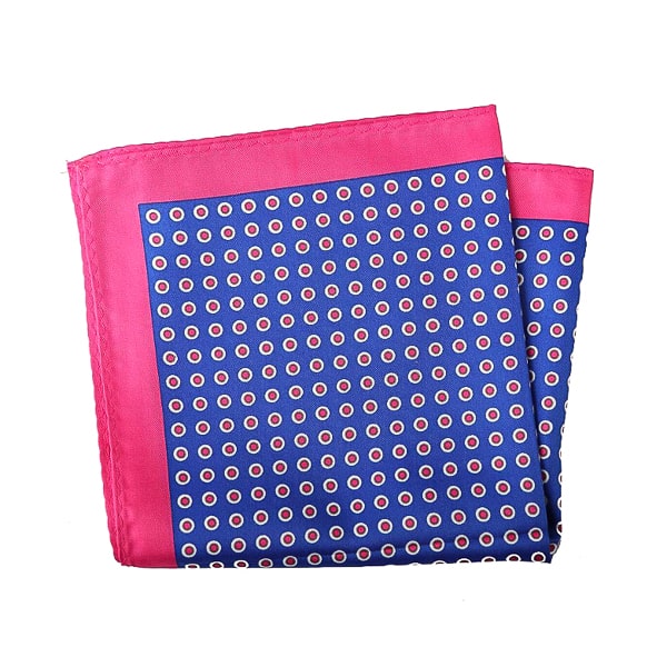 Saidra Blue & Pink Dot Pocket Square for Men – Stylish Formal Touch