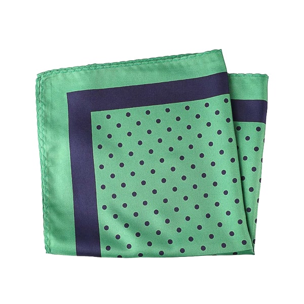 Saidra Green & Navy Blue Dotted Pocket Square for Men – Stylish & Classic