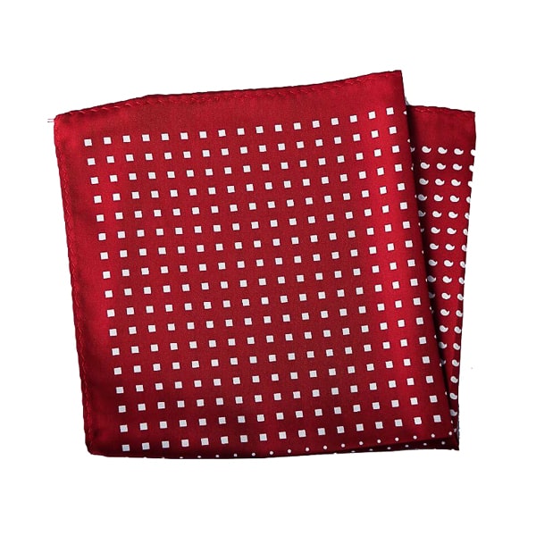 Saidra Red Multi-Pattern Dotted Pocket Square for Men – Bold & Stylish