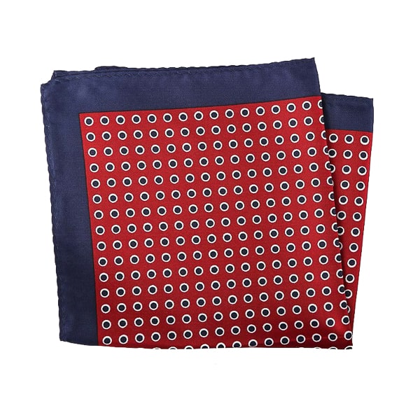Saidra Red & Navy Blue Dot Pocket Square for Men – Bold & Elegant Look